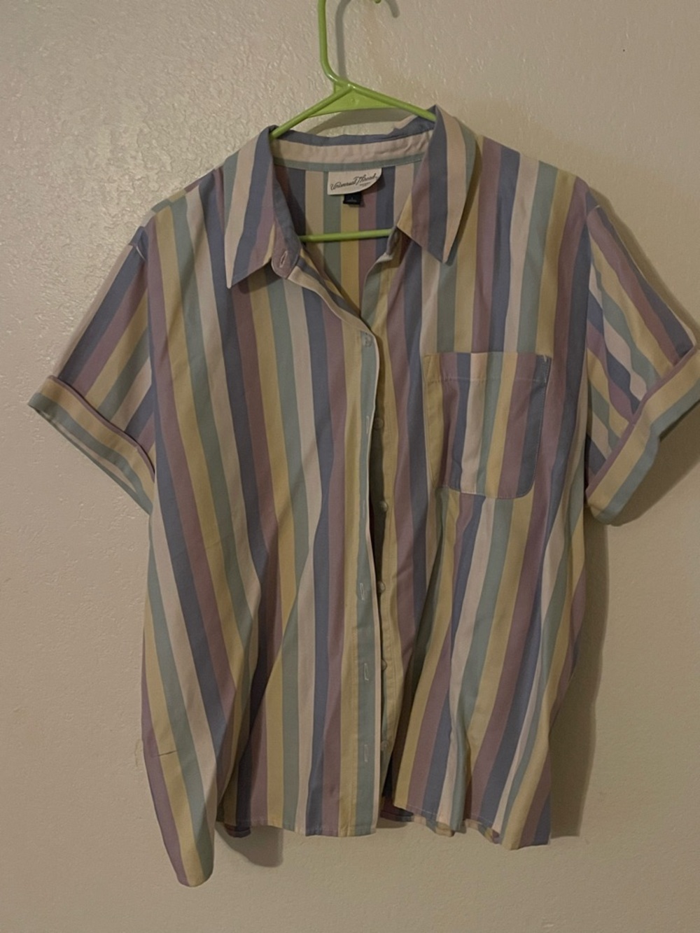 Universal Thread Pastel Multi-Stripe Short Sleeve Button-Up Blouse